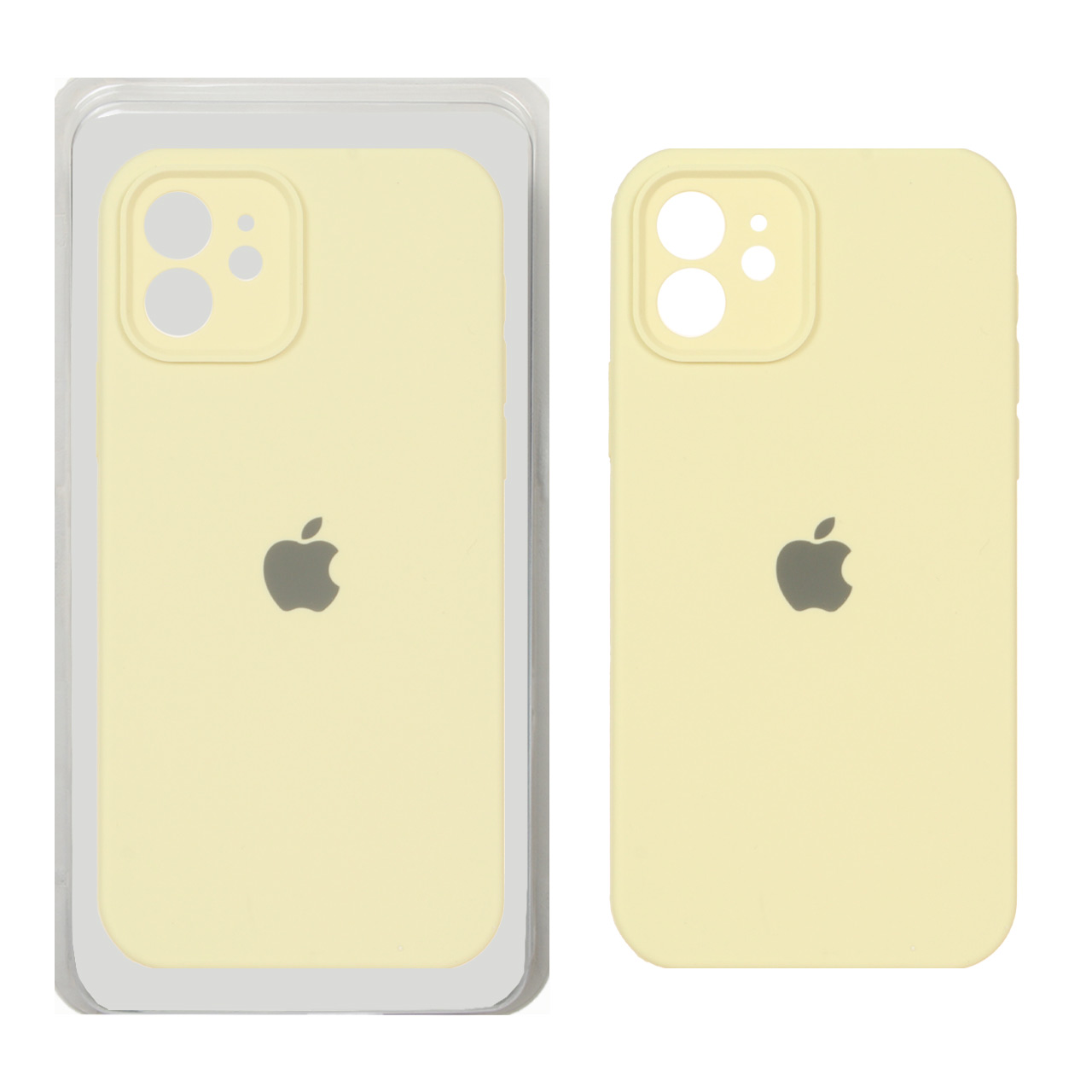 قاب سیلیکونی پاک کنی محافظ لنزدار اورجینال Apple iPhone 12 - لیمویی (پک دار)